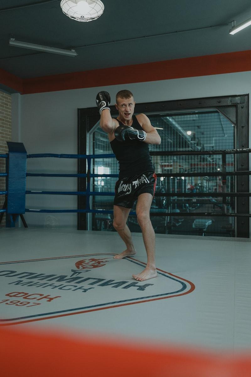 A Kick Boxer Doing Shadow Boxing