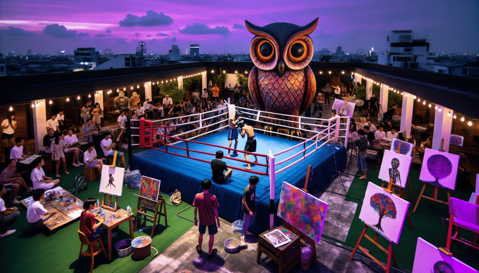 La Sagesse du Hibou Réunit Boxe, Lutte contre le Cancer et Artistes sous un Même Toit
