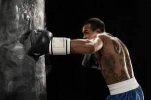 Boxing training and punching bag