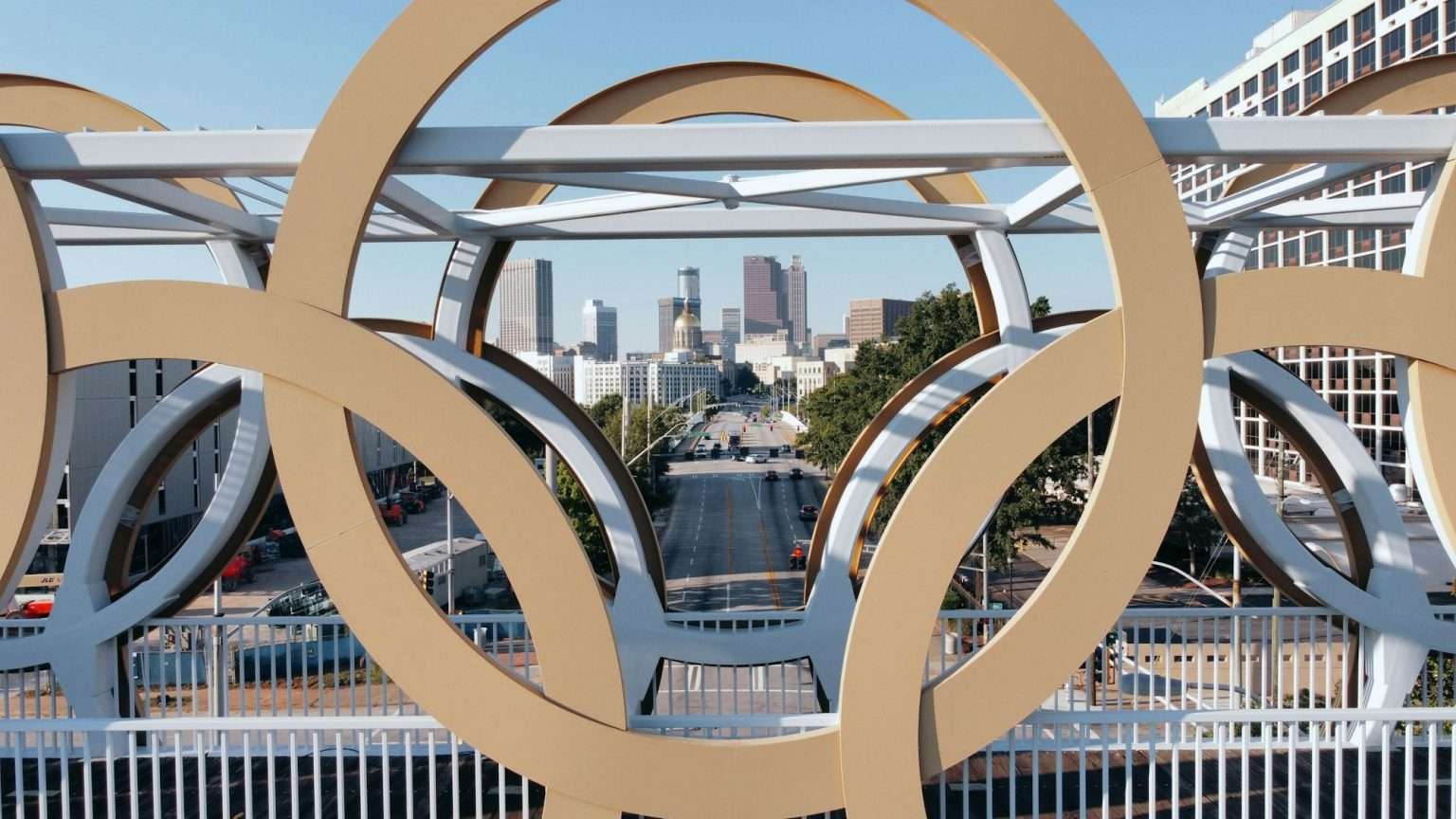 Downtown Atlanta through the Olympic Rings in Georgia