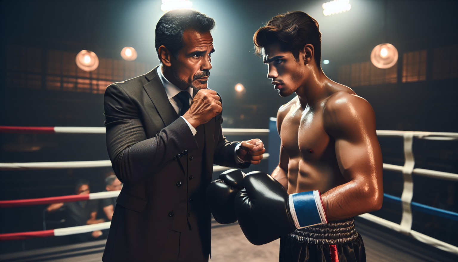 L’ancien champion César Bazan a l’oreille de “Pitbull” Cruz.