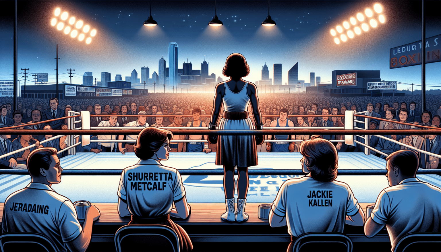 Shurretta Metcalf, désormais conseillée par Jackie Kallen, souhaite se défendre chez elle à Dallas.