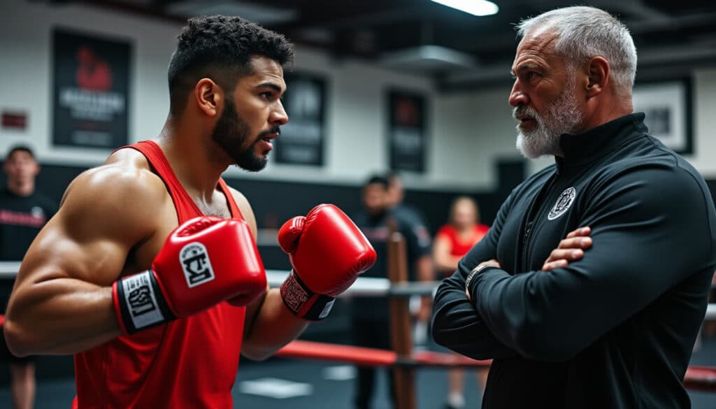 Ryan Garcia échange verbalement avec le père de Devin Haney lors de l’entraînement de mardi découvrez l'échange verbal captivant entre ryan garcia et le père de devin haney lors d'un entraînement intense mardi. un moment marquant qui attise les tensions et les attentes autour de ces deux boxeurs prometteurs.