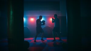 Boxing fight in the gym