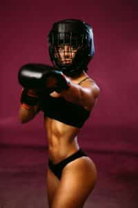 sexy woman boxer mma ufc fighter in boxing gloves