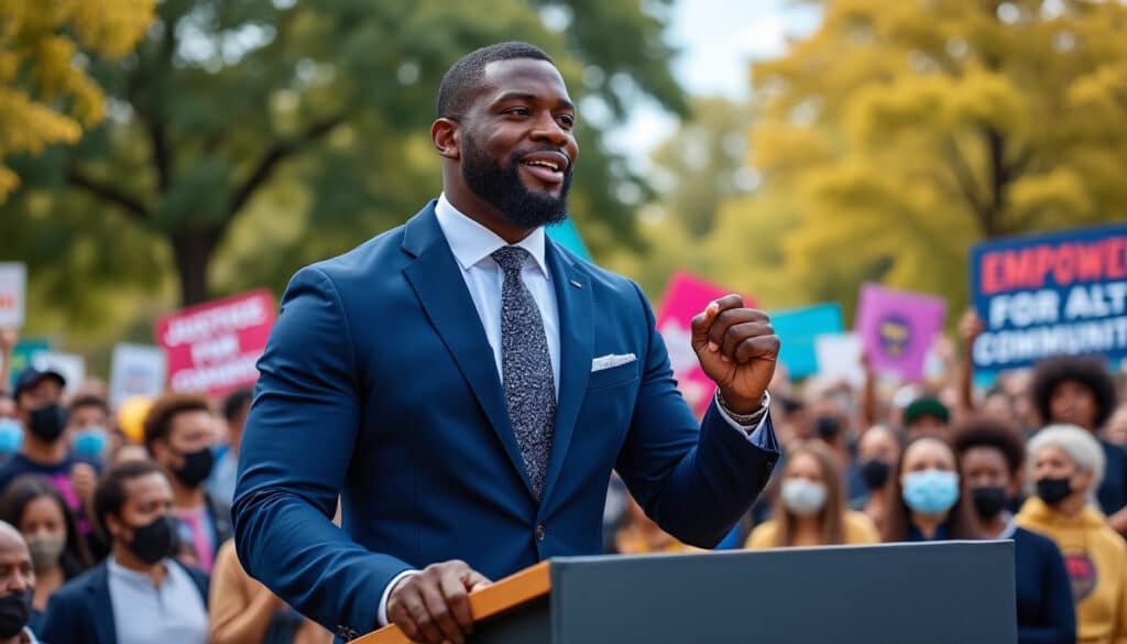 découvrez comment un ancien joueur de la nfl se lance dans la création d'une 'promo de l'année' à forte teneur politique, avant de faire son entrée dans le prestigieux dana white's contender series. un parcours inspirant alliant sport et engagement social.