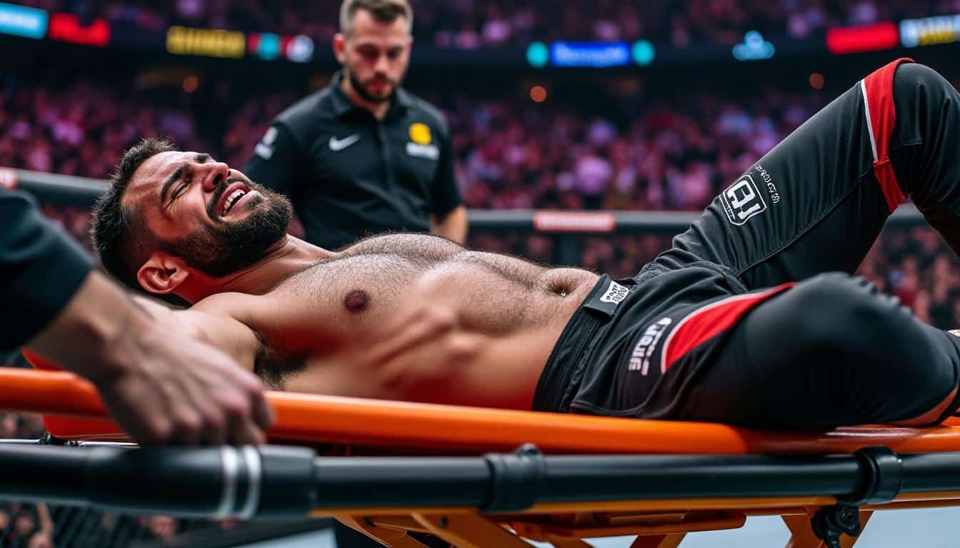 découvrez les circonstances troublantes de l'évacuation d'un ancien poids lourd de l'ufc sur une civière après avoir subi un choc douloureux lors des demi-finales. une soirée marquée par des émotions fortes et des rebondissements inattendus.