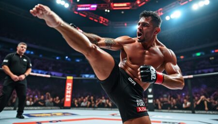 Une légende de Bellator réalise un KO impressionnant avec un coup de genou volant sur la scène régionale découvrez l'incroyable performance d'une légende de bellator qui réalise un ko spectaculaire grâce à un coup de genou volant sur la scène régionale. un moment marquant pour le mma à ne pas manquer !
