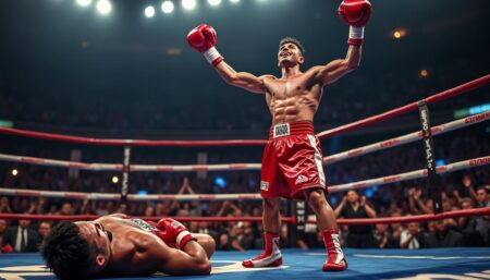 Vince Paras remporte sa troisième victoire consécutive en mettant Sarawut Thawornkham au tapis en quatre rounds vince paras s'affirme sur le ring en décrochant sa troisième victoire consécutive, battant sarawut thawornkham par ko après seulement quatre rounds. découvrez les moments forts de ce match palpitant et l'excellence du boxeur.