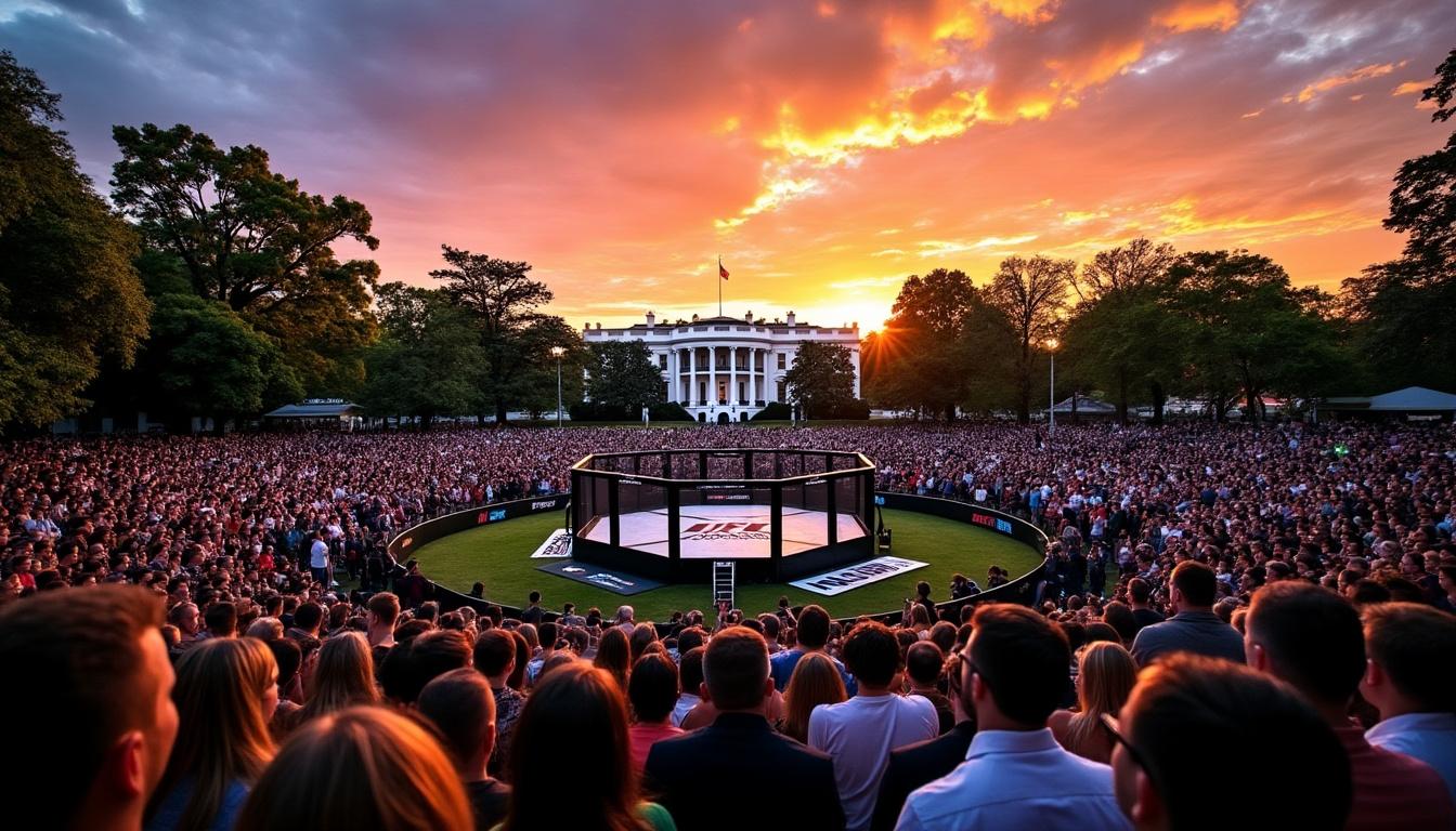 dĂ©couvrez l'Ă©vĂ©nement historique de l'ufc Ă la maison-blanche, oĂč sport et pouvoir politique se rencontrent pour une soirĂ©e inĂ©dite. revivez les moments forts de cette rencontre sans prĂ©cĂ©dent qui a captivĂ© les fans de mma et les passionnĂ©s de politique.