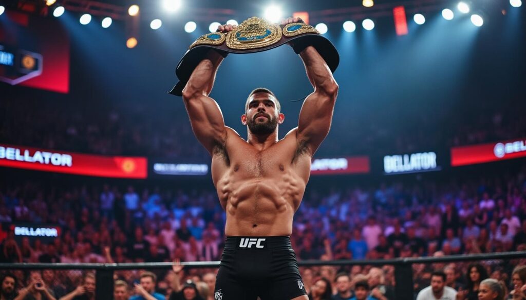 PFL présente une nouvelle ceinture alors que Johnny Eblen découvre son troisiÚme titre depuis la fusion avec Bellator découvrez la nouvelle ceinture présentée par pfl, alors que johnny eblen célÚbre son troisiÚme titre suite à la fusion avec bellator. ne manquez pas cette étape marquante dans l'histoire des arts martiaux mixtes !