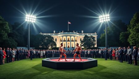 un UFC à la Maison-Blanche ? le projet audacieux de Donald Trump découvrez l'audacieux projet de donald trump qui pourrait transformer la maison-blanche en une scène de combats d'ufc. un mélange surprenant entre politique et sport de combat, qui soulève des questions sur l'avenir de l'événementiel à washington. plongez dans cette initiative controversée et ses implications.
