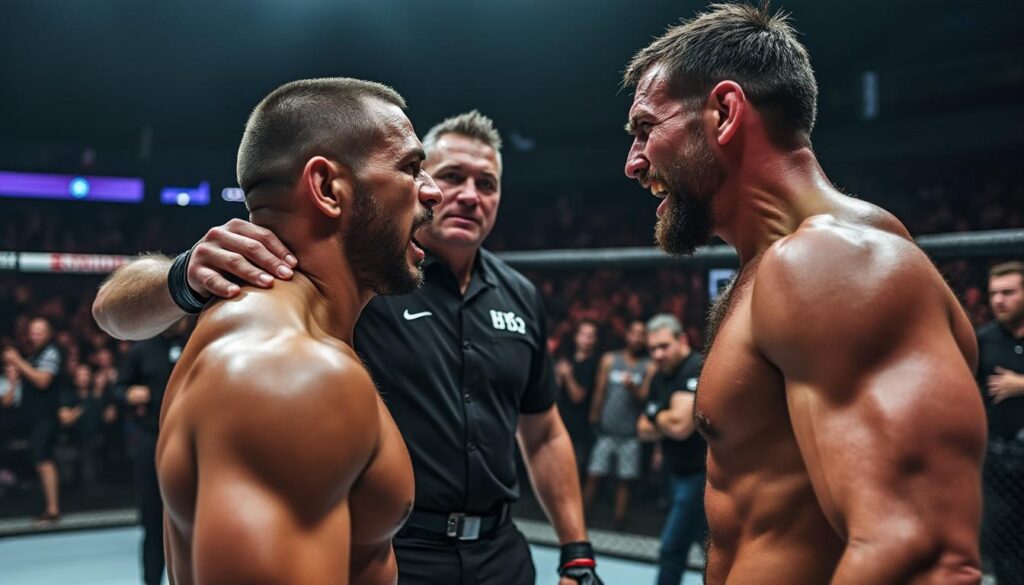un combattant de mma remet en question la décision de l'arbitre d’arrêter le combat, après que son adversaire a signalé l’avoir mis ko par étranglement. découvrez les détails de cette controverse sportive.