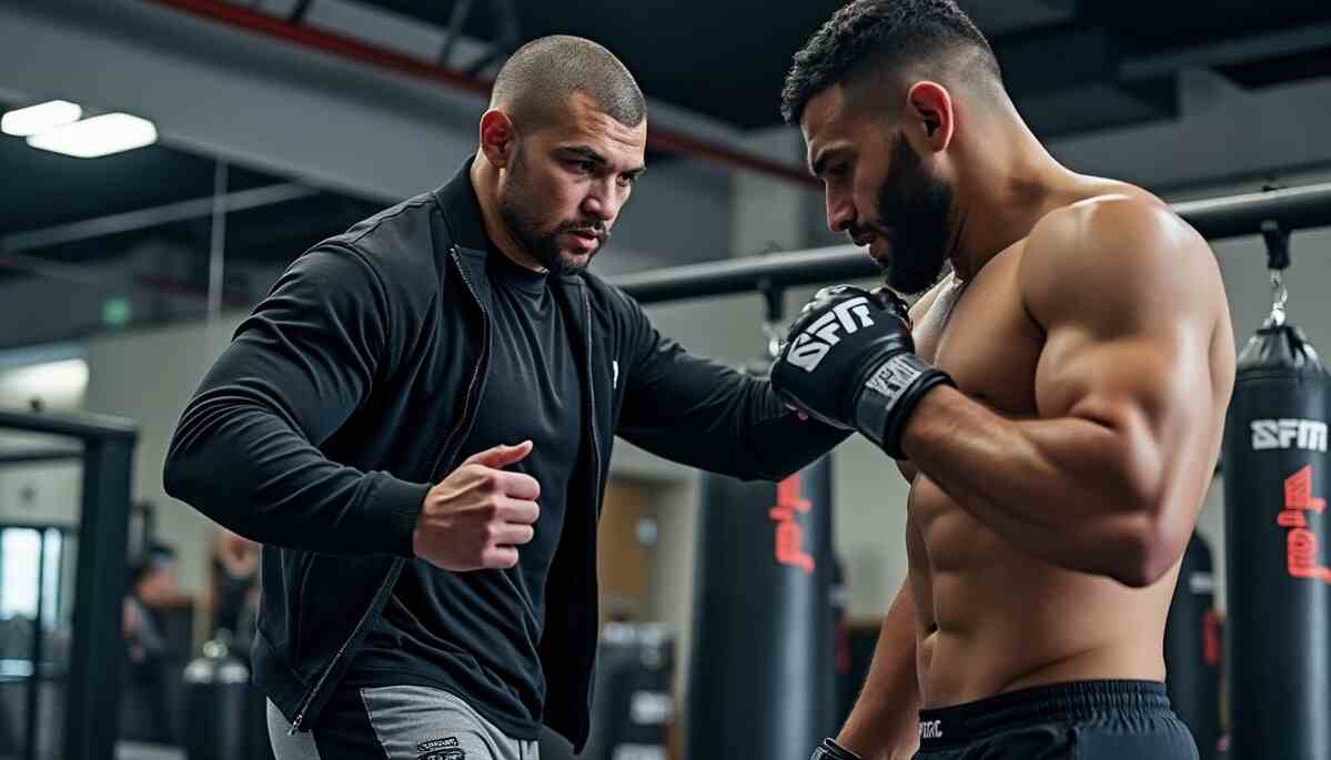 découvrez les images exclusives de khabib sous pression avant le combat très attendu entre makhachev et della maddalena. plongez dans les coulisses de ce face-à-face intense.