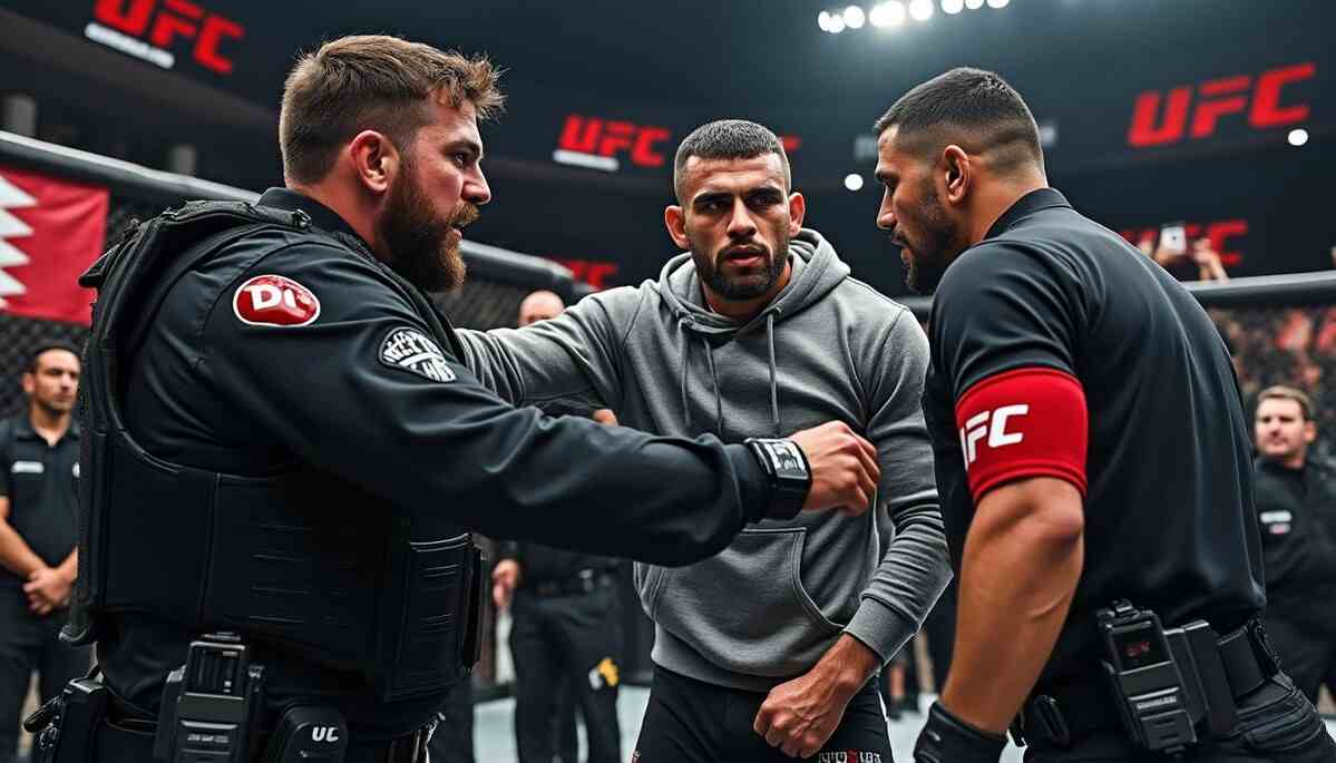 découvrez comment la sécurité est intervenue pour prévenir un affrontement entre khamzat et ian garry lors de l'événement ufc à qatar, assurant un déroulement paisible du combat.