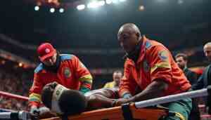 ancien adversaire de floyd mayweather évacué sur civière et plastron cervical après une défaite rapide et spectaculaire au premier round, retour sur ce combat marquant.