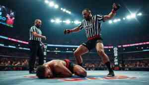 les fans demandent la suspension de l'arbitre après un arrêt controversé du combat suite à un ko brutal causé par une projection spectaculaire.